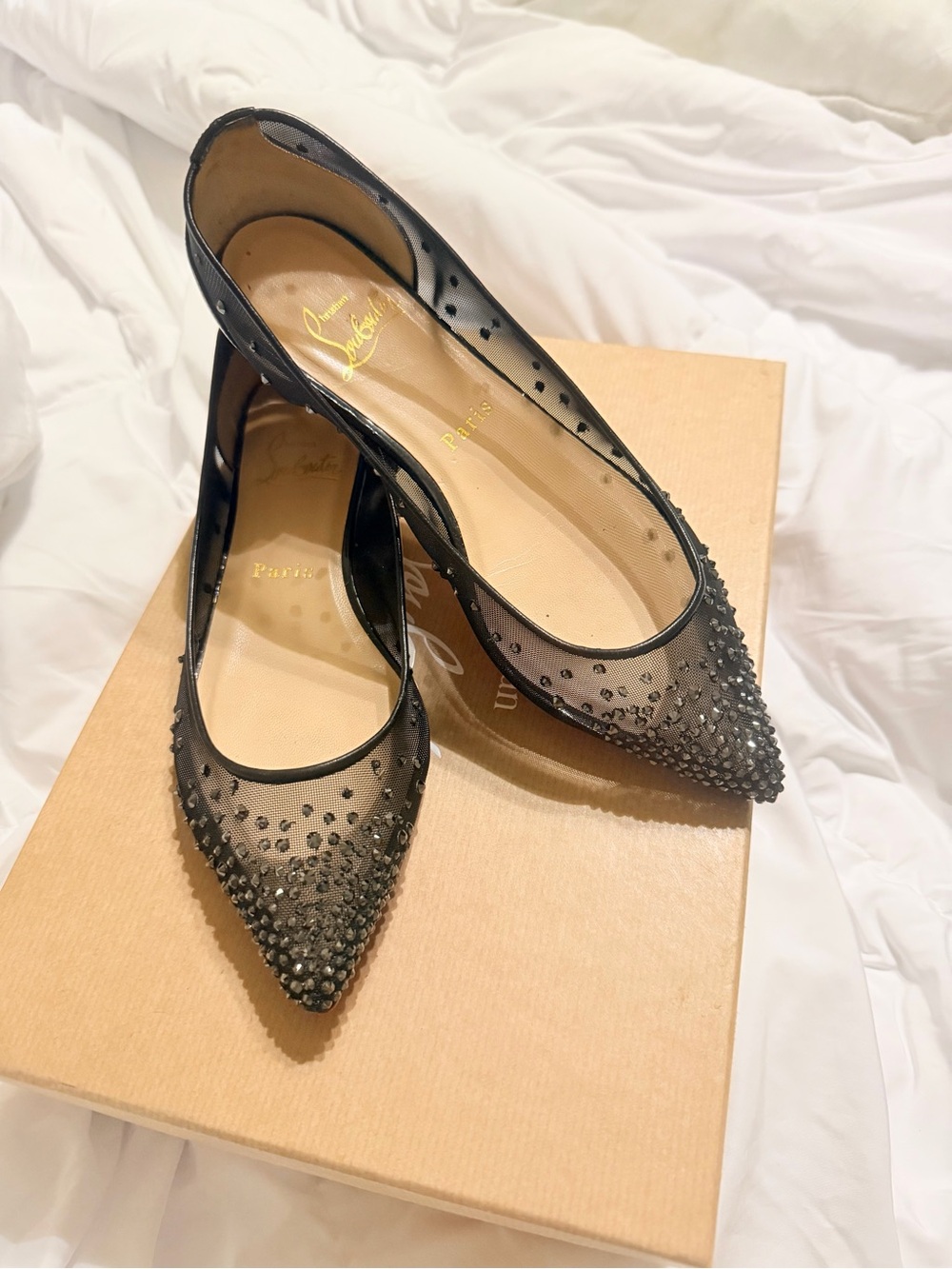CHRISTIAN LOUBOUTIN FOLLIES STRASS BLACK size 36